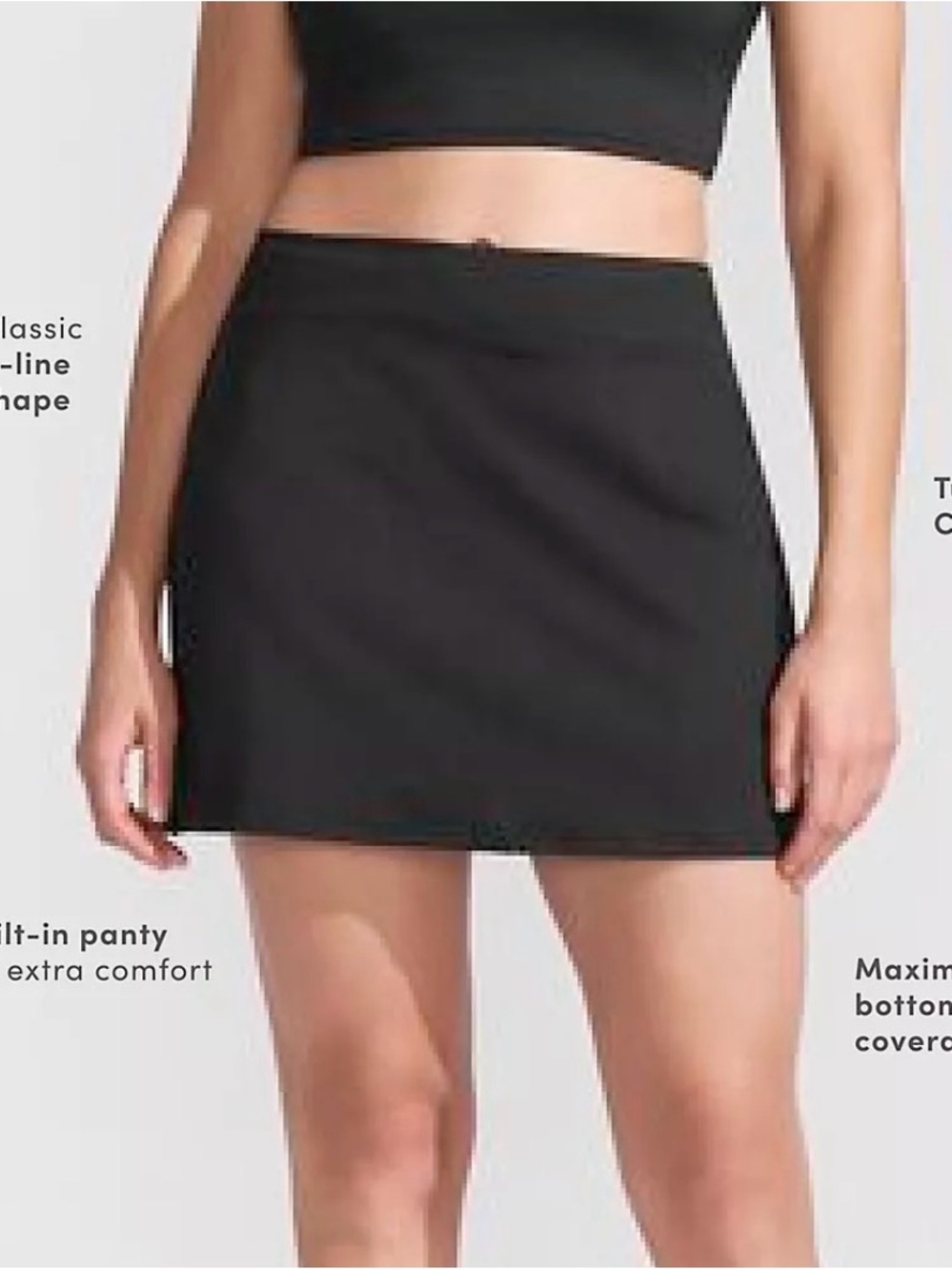 Lands' End Black Tommy Control Women's Swim 14” Skirt